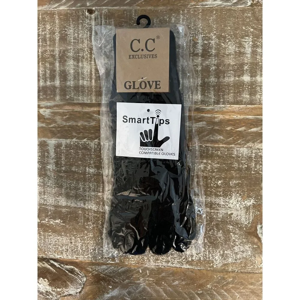 CC exclusives smart tips touchscreen compatible Knit gloves Black